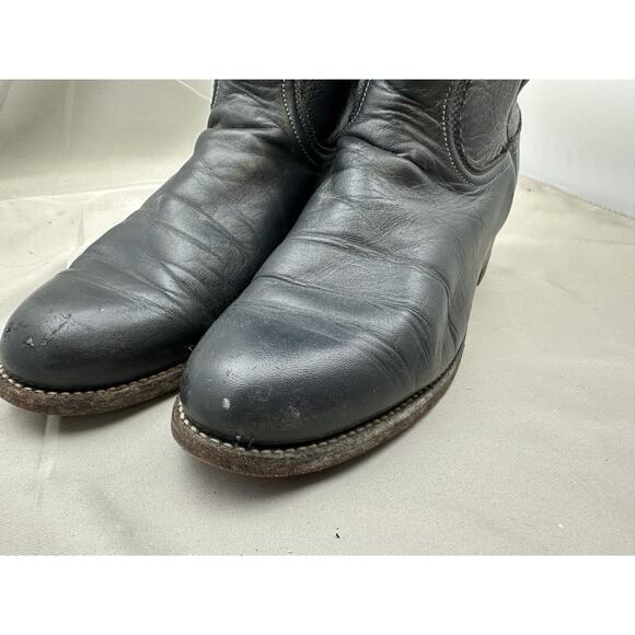 Vintage Justin L 3057 Women's Navy Leather Roper Cowboy Boots Size 6B - Picture 3 of 9